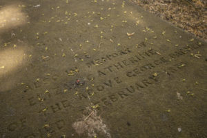 An engraved tombstone.