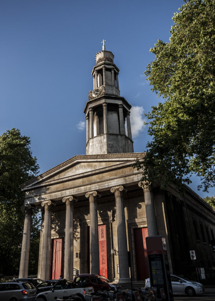 The front doors of St Pancras church.